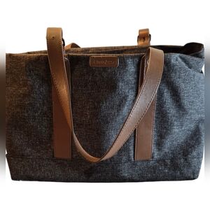 UTote Bag- Laptop Bag- Gray with Brown
